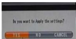 Do you want to Apply the settings? YES NO CANCEL