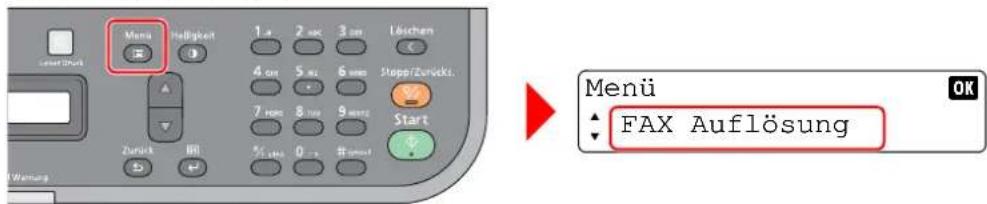 Menu Heißgebent 1 x 2 x 3 x 4 4 cm 5 x 6 cm 7 mm 8 mm 9 mm Start Zurück BI % 0.5% 0.5% 0.5% Wernung Menü FAX Auflösung OK