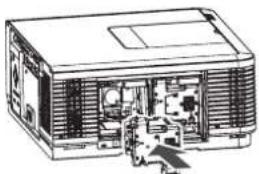 Technical line drawing of a computer chassis showing internal components and wiring (no text or labels)