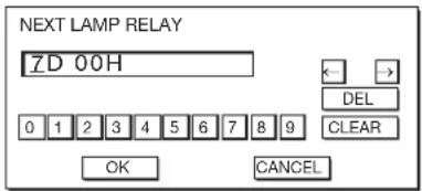 NEXT LAMP RELAY ZD 00H DEL CLEAR OK CANCEL