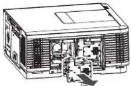 Technical line drawing of a computer chassis showing internal components and wiring (no text or labels)