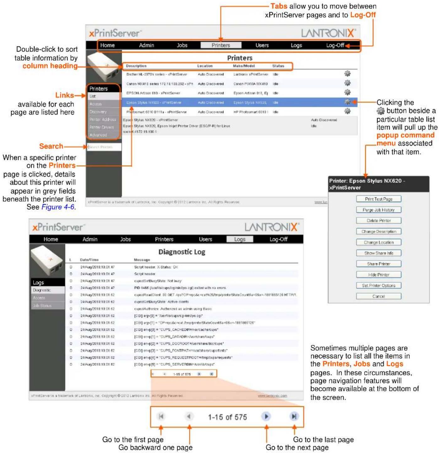 xPrintServer Home Admin Jobs Printers Users Logs Log-Off Double-click to sort table information by column heading Printers List Access Discovery Printer Accounts Printer Drivers Advanced Search When a specific printer on the Printers page is clicked, details about this printer will appear in grey fields beneath the printer list. See Figure 4-6. Printers Description Location Make/Model Status Another HL-2070N series - xPrintServer Auto Discovered Lantronix xPrintServer Idle Canon MX410 series 172.19.130.252 - xPn Auto Discovered Canon PIXMA MX410 Idle EPSON Artisan 610 - xPrintServer Auto Discovered Epson Artisan 918, Ep Idle Epson Stylus NX620 - xPrintServer Auto Discovered Epson Stylus NX620, Idle Photosmart 6510.8111a - xPrintServer Auto Discovered HP Photosmart 6510.1 Idle Clicking the button beside a particular table list item will pull up the popup command menu associated with that item. xPrintServer is a trademark of Lantronix, Inc. Copyright © 2012 Lantronix Inc. All Rights Reserved. xPrintServer - xPrintServer Logs Diagnostic Access Job Status Diagnostic Log Date/Time Message D 24-Aug/2018.10.01.47 Script header: X-Status: OK D 24-Aug/2018.10.01.47 Script header: D 24-Aug/2018.10.01.47 cupsSetBusyState: Not busy: D 24-Aug/2018.10.01.47 PID 1466 (what/his/cups/cgi-bin/ops.cgi) exited with no errors. D 24-Aug/2018.10.01.62 cupsReadClient: 80 GET Apps?C#p=rpc&cat%26/hmp/printerStateCount&a=8&a=-1881865126 HTTP1. D 24-Aug/2018.10.01.62 cupsSetBusyState: Active clients D 24-Aug/2018.10.01.62 cupsAuthenticer: Authenticated as admin using Basic D 24-Aug/2018.10.01.62 [CGI] argv[0] = "user/his/cups/cgi-bin/ops.cgi" D 24-Aug/2018.10.01.62 [CGI] argv[1] = "OP=rpc&cat.%26/hmp/printerStateCount&a=8&a=-1881865126" D 24-Aug/2018.10.01.62 [CGI] envp[0] = "CUPS_CACHEDIFR/year/cache/cups" D 24-Aug/2018.10.01.62 [CGI] envp[1] = "CUPS_DATADR=/usr/share/cups" D 24-Aug/2018.10.01.62 [CGI] envp[2] = "CUPS_DOCTROOT=/usr/share/doc/cups" D 24-Aug/2018.10.01.62 [CGI] envp[3] = "CUPS_FONTPATH=/usr/share/cups/finds" D 24-Aug/2018.10.01.62 [CGI] envp[4] = "CUPS_REQUESTROOT=/usr/cups/requests" D 24-Aug/2018.10.01.62 [CGI] envp[5] = "CUPS_SERVERBIN=/usr/lb/cups" + 1-15 of 575 > xPrintServer is a trademark of Lantronix, Inc. Copyright © 2012 Lantronix Inc. All Rights Reserved. Logs Diagnostic Access Job Status Go to the first page Go backward one page Go to the last page Go to the next page Tabcs allow you to move between xPrintServer pages and to Log-Off xPrintServer - xPrintServer - xPrintServer - xPrintServer - xPrintServer - xPrintServer - xPrintServer - xPrintServer - xPrintServer - xPrintServer - xPrintServer - xPrintServer - xPrintServer - xPrintServer - xPrintServer - xPrintServer - xPrintServer - xPrintServer - xPrintServer - xPrintServer - xPrintServer - xPrintServer - xPrintServer - xPrintServer - xPrintServer - xPrintServer - yPrintServer - yPrintServer - yPrintServer - yPrintServer - yPrintServer - yPrintServer - yPrintServer - yPrintServer - yPrintServer - yPrintServer - yPrintServer - yPrintServer - yPrintServer - yPrintServer - yPrintServer - yPrintServer - yPrintServer - yPrintServer - yPrintServer - yPrintServer - yPrintServer - yPrintServer - yPrintServer - yPrintServer - yPrintServer - uPrintServer - uPrintServer - uPrintServer - uPrintServer - uPrintServer - uPrintServer - uPrintServer - uPrintServer - uPrintServer - uPrintServer - uPrintServer - uPrintServer - uPrintServer - uPrintServer - uPrintServer - uPrintServer - uPrintServer - uPrintServer - uPrintServer - uPrintServer - uPrintServer - uPrintServer - uPrintServer - uPrintServer - uPrintServer - vPrintServer - vPrintServer - vPrintServer - vPrintServer - vPrintServer - vPrintServer - vPrintServer - vPrintServer - vPrintServer - vPrintServer - vPrintServer - vPrintServer - vPrintServer - vPrintServer - vPrintServer - vPrintServer - vPrintServer - vPrintServer - vPrintServer - vPrintServer - vPrintServer - vPrintServer - vPrintServer - vPrintServer - vPrintServer - uPrintServer - uPrintServer - uPrintServer - uPrintServer - uPrintServer - uPrintServer - uPrintServer - uPrintServer - uPrintServer - uPrintServer - uPrintServer - uPrintServer - uPrintServer - uPrintServer - uPrintServer - uPrintServer - uPrintServer - uPrintServer - uPrintServer - u Print Server Page Purge Job History Delete Printer Change Description Change Location Show Share Info Share Printer Hide Printer Set Printer Options Cancel Sometimes multiple pages are necessary to list all the items in the Printers, Jobs and Logs pages. In these circumstances, page navigation features will become available at the bottom of the screen. Go to the first page Go backward one page Go to the last page