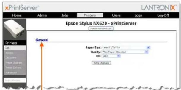 xPrintServer Home Admin Jobs Printers Users Logs Log-Off Epson Stylus NX620 - xPrintServer Pattern to Printer List General Paper Size: Letter 1/2 xTT in Quality: Plan Paper Standard INK: Color Save Dimensions