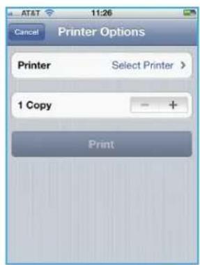 AT&T 11:26 Cancel Printer Options Printer Select Printer > 1 Copy - + Print