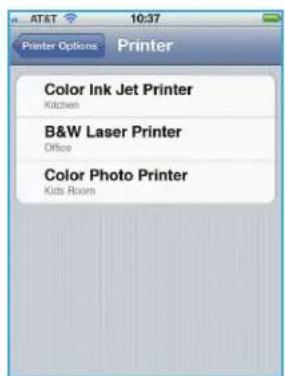 AT&T 10:37 Printer Options Printer Color Ink Jet Printer Kitchen B&W Laser Printer Office Color Photo Printer Kids Room