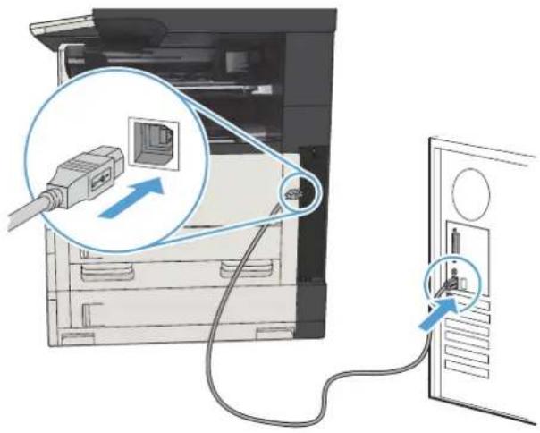 HP LaserJet Enterprise MFP M725dn - Anschließen des Geräts an einen Computer mit Hilfe eines USB-Kabels und Installieren der Software (Mac OS X) - 1