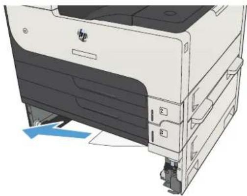 HP LaserJet Enterprise MFP M725dn - Beseitigen von Papierstaus in 500-Blatt-Zufuhrfächern - 3