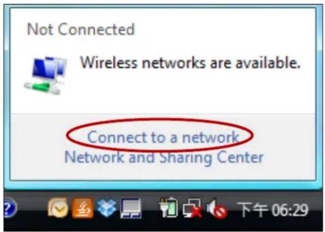 Not Connected Wireless networks are available. Connect to a network Network and Sharing Center 下午 06:29