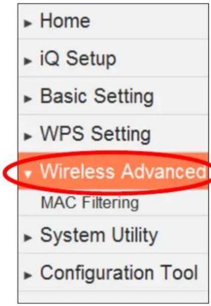 Home iQ Setup Basic Setting WPS Setting Wireless Advanced MAC Filtering System Utility Configuration Tool