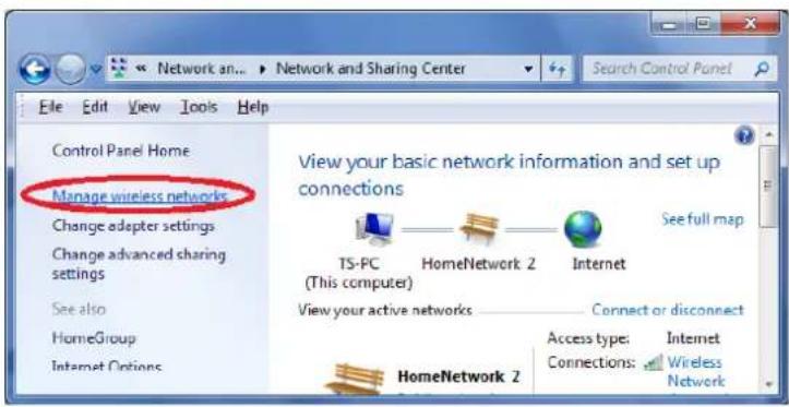 Network and Sharing Center File Edit View Tools Help Control Panel Home Manage wireless networks Change adapter settings Change advanced sharing settings See also HomeGroup Internet Options View your basic network information and set up connections See full map TS-PC HomeNetwork 2 Internet (This computer) View your active networks Connect or disconnect Access type: Internet Connections: Wireless Network HomeNetwork 2