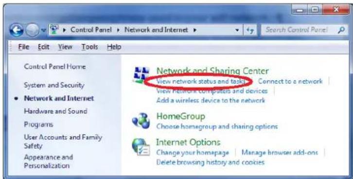 Control Panel Home System and Security • Network and Internet Hardware and Sound Programs User Accounts and Family Safety Appearance and Personalization Network and Sharing Center View network status and tasks Connect to a network View Network computers and devices Add a wireless device to the network HomeGroup Choose homegroup and sharing options Internet Options Change your homepage Manage browser add-ons Delete browsing history and cookies
