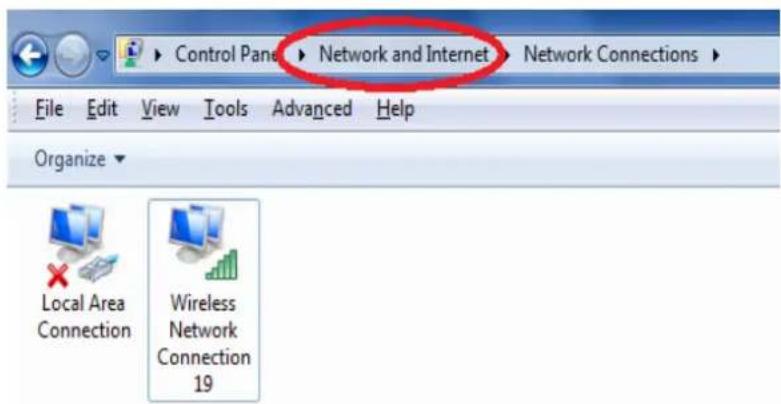 Control Panel Network and Internet Network Connections File Edit View Tools Advanced Help Organize Local Area Connection Wireless Network Connection 19