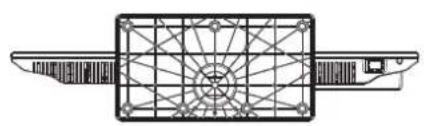 Technical line drawing of a mechanical component with symmetrical grid pattern and two wings (no text or symbols)