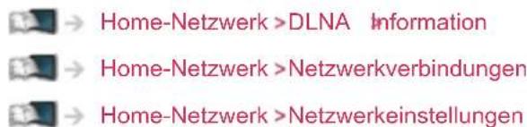 Home-Netzwerk >DLNA Information Home-Netzwerk >Netzwerkverbindungen Home-Netzwerk >Netzwerkeinstellungen