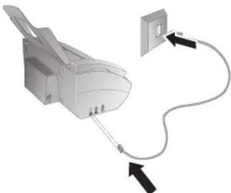 Diagram showing a printer connected to a wall-mounted device with labeled components and directional arrows indicating connection.
