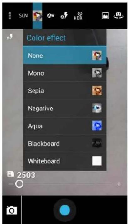 Color effect None Mono Sepia Negative Aqua Blackboard Whiteboard