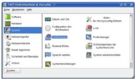 Test-Neutralizierung & Inserkte Software Hardware System NetZweitergruppe NetZweiterdienste Nowel AppArmor Sicherheit und Betußer Andere Datum und Zeit Kündigations des Bestreaders Testinstrument Rustwald-Etter Sprache watten Systemenstellungen Ester für Netzweitergruppe Daten LVM Profit-manager Sicherungsquote der Systemumschne System wiederherstellen Suchen