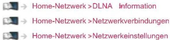 Home-Netzwerk >DLNA Information Home-Netzwerk >Netzwerkverbindungen Home-Netzwerk >Netzwerkeinstellungen
