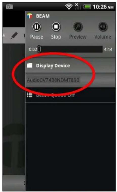 BEAM Pause Stop Preview Volume 0:02 4:44 Display Device AudioCV7438NDM7890 Beam Queue Off