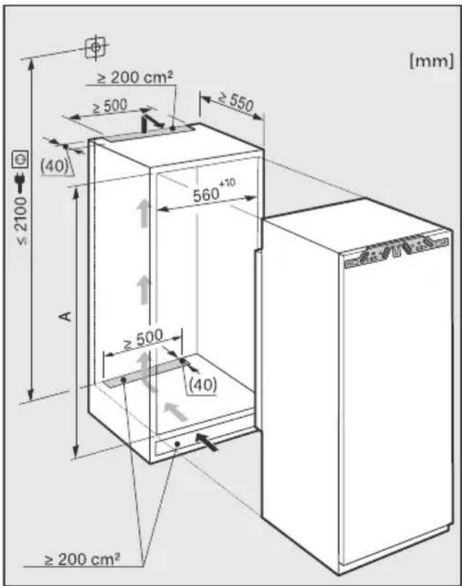 ≥ 200 cm² ≥ 500 ≥ 550 (40) 560+10 ≤ 2100 A ≥ 500 (40) ≥ 200 cm² [mm]