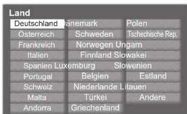 Land Deutschland Österreich Frankreich Italien Spanien Luxemburg Portugal Schweiz Malta Andorra Vänemark Schweden Norwegen Ungam Finnland Slowakei Belgien Niederlande Litauen Türkei Griechenland Polen Tschehische Rep. Slowenien Estland Andere
