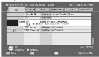 DIRECT NAVIGATION (Search Files) All Net Version Search Search Sports Video (AVCD) Liberty TV FR 15.00/Word Joume Po Video V33c AVI 15.00/Word Bibel TV Bibel TV des Gesorich 15.00/Word Sprint Time 10:17 - Time 27 MID Audio 15.00/Word V40+ output P MID Audio 15.00/Word V40+ output OK RETURN OPTION Page ORAMA Sales Sales Title