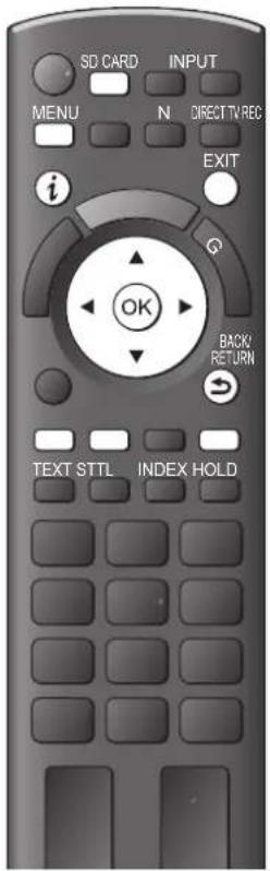 SD CARD INPUT MENU N DIRECT TV REC EXIT G OK BACK/ RETURN TEXT STTL INDEX HOLD