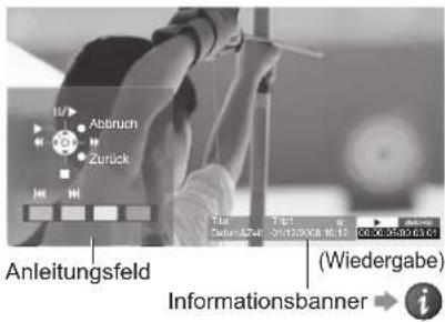 Abbruch Zurück Anleitungsfeld (Tie) Zein:02/19 05:12:00:08 16:17 (Wiedergabe) Informationsbanner → i