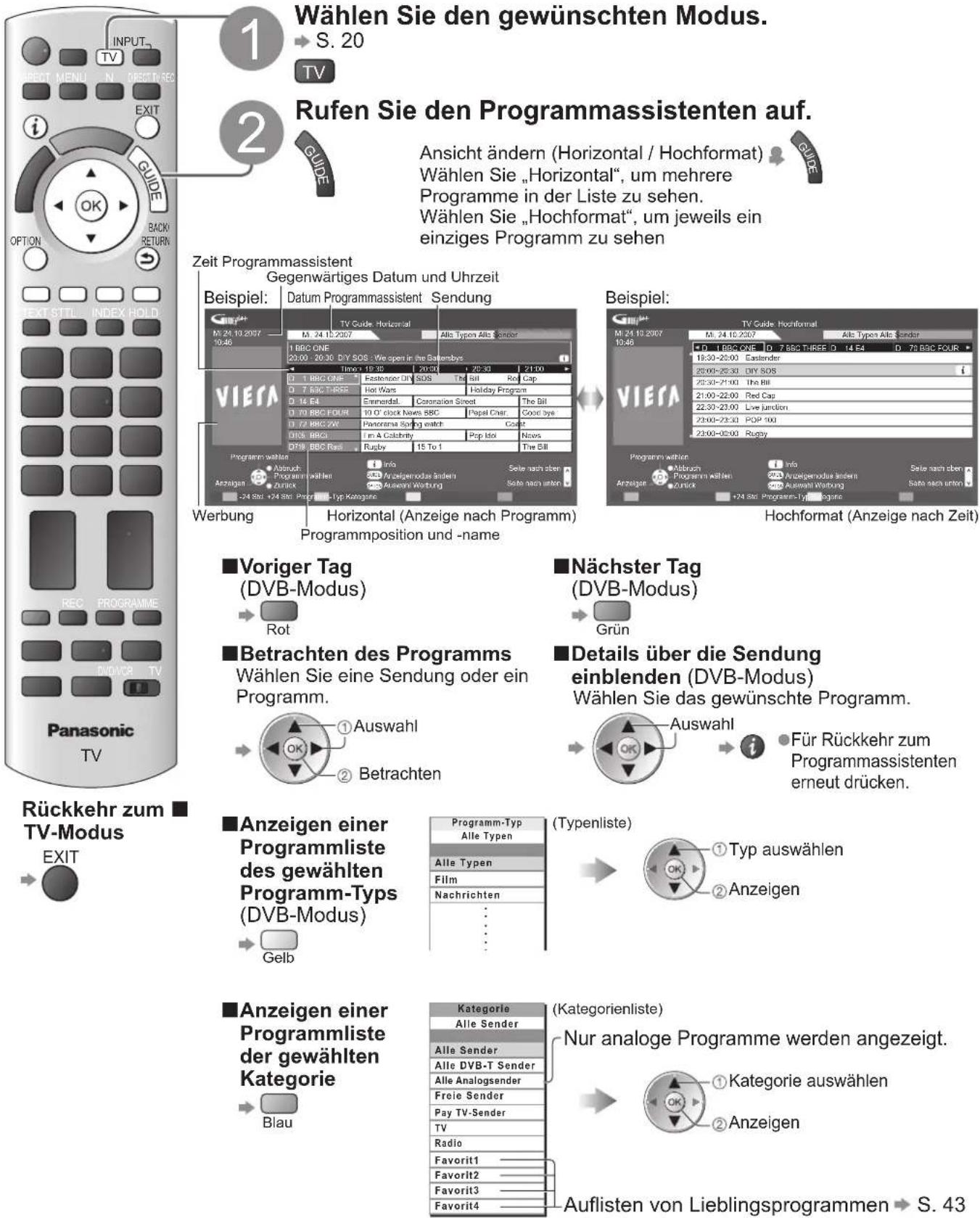 PANASONIC Viera TX-P54Z1E - Verwendung des Programmassistenten - 1