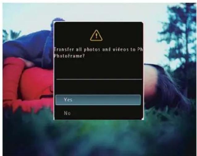 Transfer all photos and videos to Ph PhotoFrame? Yes No