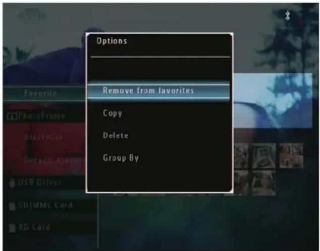 Options Remove from favorites Copy Delete Group By