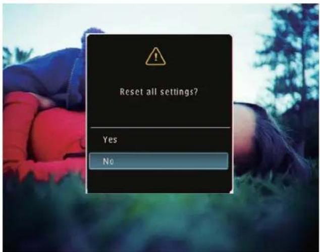 Reset all settings? Yes No