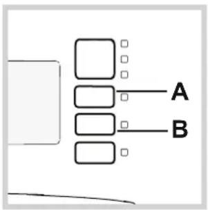 graph TD A[" "] --> B["A"] A --> C["B"] C --> D[" "] D --> E[" "]