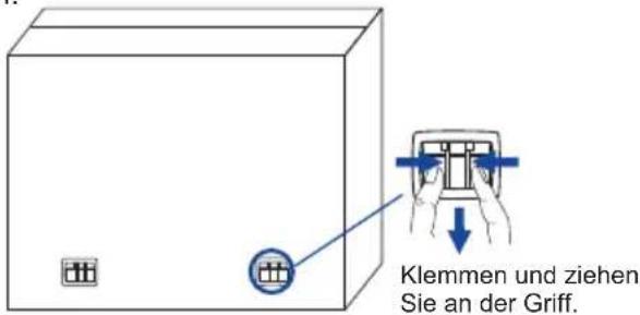 Klemmen und ziehen Sie an der Griff.