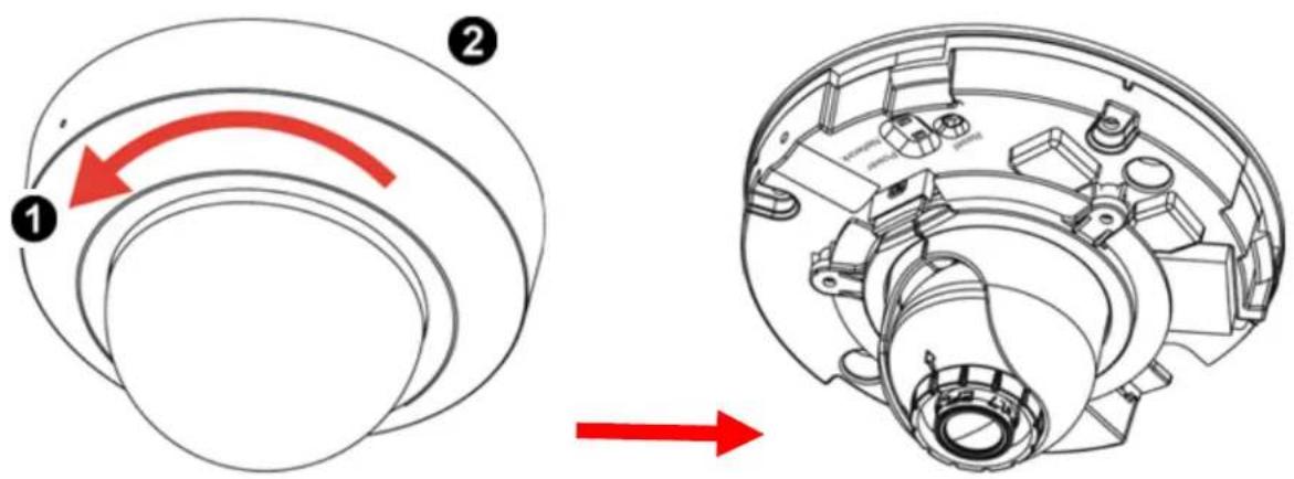 Technical diagram showing mechanical assembly with numbered components and red directional arrows indicating motion or flow.