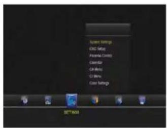 System Settings CDC Setup Power Control Calendar CA Menu CI Menu Cass Settings