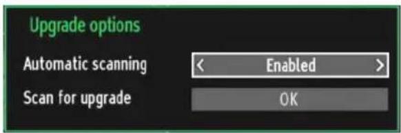 Upgrade options Automatic scanning < Enabled > Scan for upgrade OK