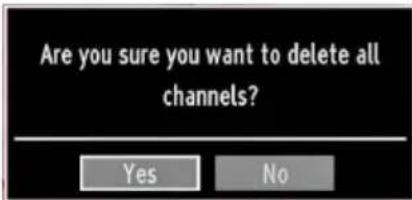 Are you sure you want to delete all channels? Yes No