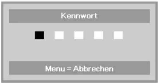INFOCUS IN8606HD - Falls Sicherheitsschloss aktiviert ist, wird der Nutzer bei Betätigung der Ein-/Austaste des Projektors zur Kennworteingabe aufgefordert. Geben Sie das Kennwort in der in Schritt 5 eingegebenen Reihenfolge ein. Falls Sie das Kennwort vergessen, kontaktieren Sie bitte InFocus. Besuchen Sie unsere Website unter www.infocus.com/support oder rufen Sie uns an. - 1