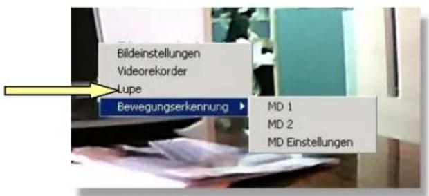Bildeinstellungen Videorekorder Lupe Bewegungserkennung MD 1 MD 2 MD Einstellungen