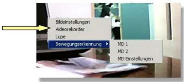 Bildeinstellungen Videorekorder Lupe Bewegungserkennung MD 1 MD 2 MD Einstellungen