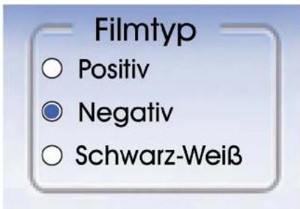 Filmtyp ○ Positiv ● Negativ ○ Schwarz-Weiß