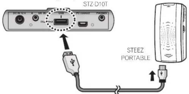 STZ-D10T DO IN 12 V A UX IN USB PD connect PHONES 3Vp 4mA STEEZ PORTABLE