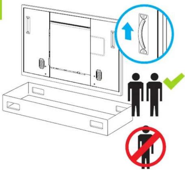 Safety diagram showing a cabinet with doors, a person holding a device, and a prohibition sign indicating no protection.