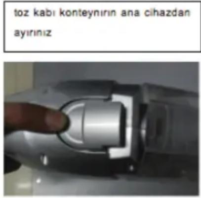 toz kabı konteynirin ana cihazdan ayırınız