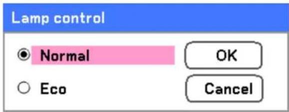 Lamp control Normal OK Eco Cancel