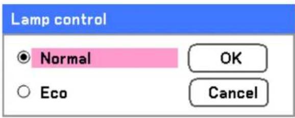 Lamp control Normal OK Eco Cancel