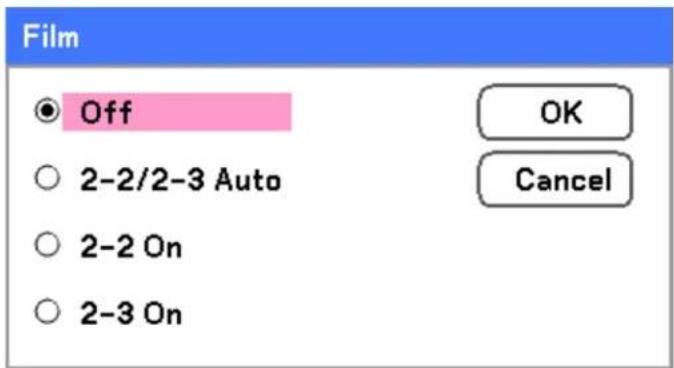 Film Off 2-2/2-3 Auto 2-2 On 2-3 On OK Cancel