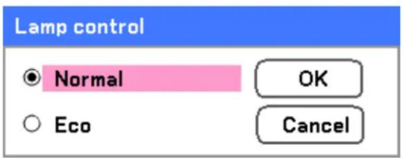 Lamp control Normal OK Eco Cancel
