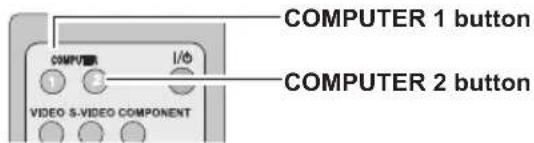 COMPUTER 1 button COMPUTER 2 button VIDEO S-VIDEO COMPONENT